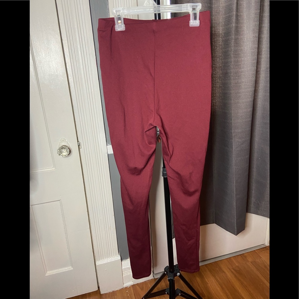 Burgundy stretch business pants